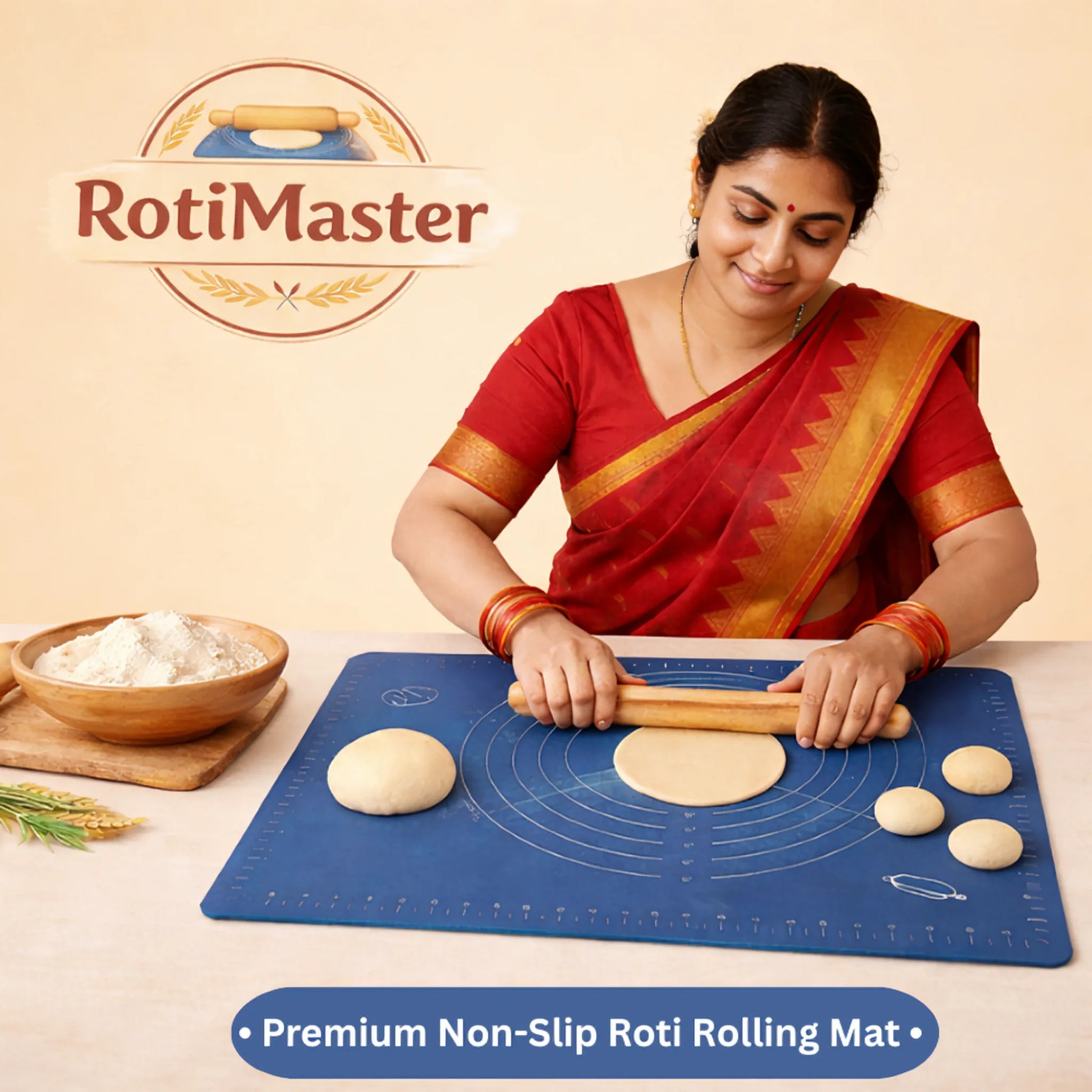 RotiMaster Premium Non-Slip Silicone Roti Rolling Mat
