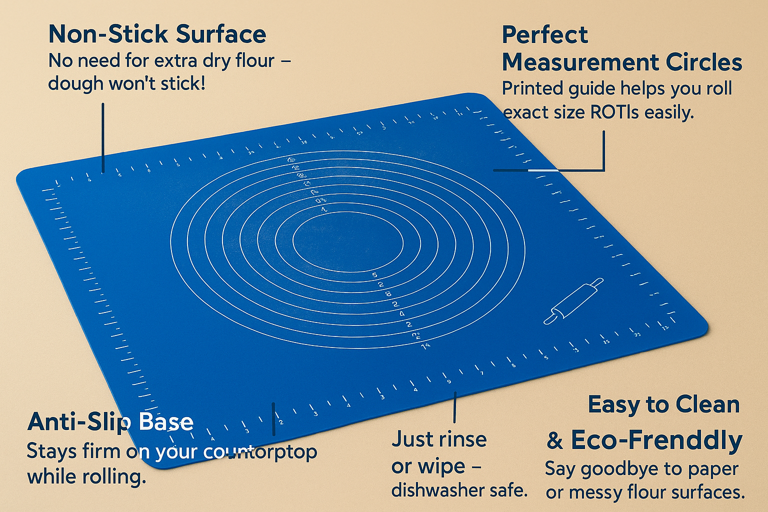 RotiMaster Premium Non-Slip Silicone Roti Rolling Mat