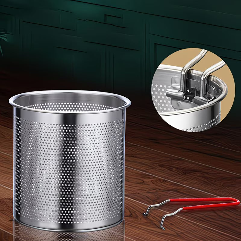 CrispyPro Stainless Steel Deep Fryer Pot with Oil Drain Basket