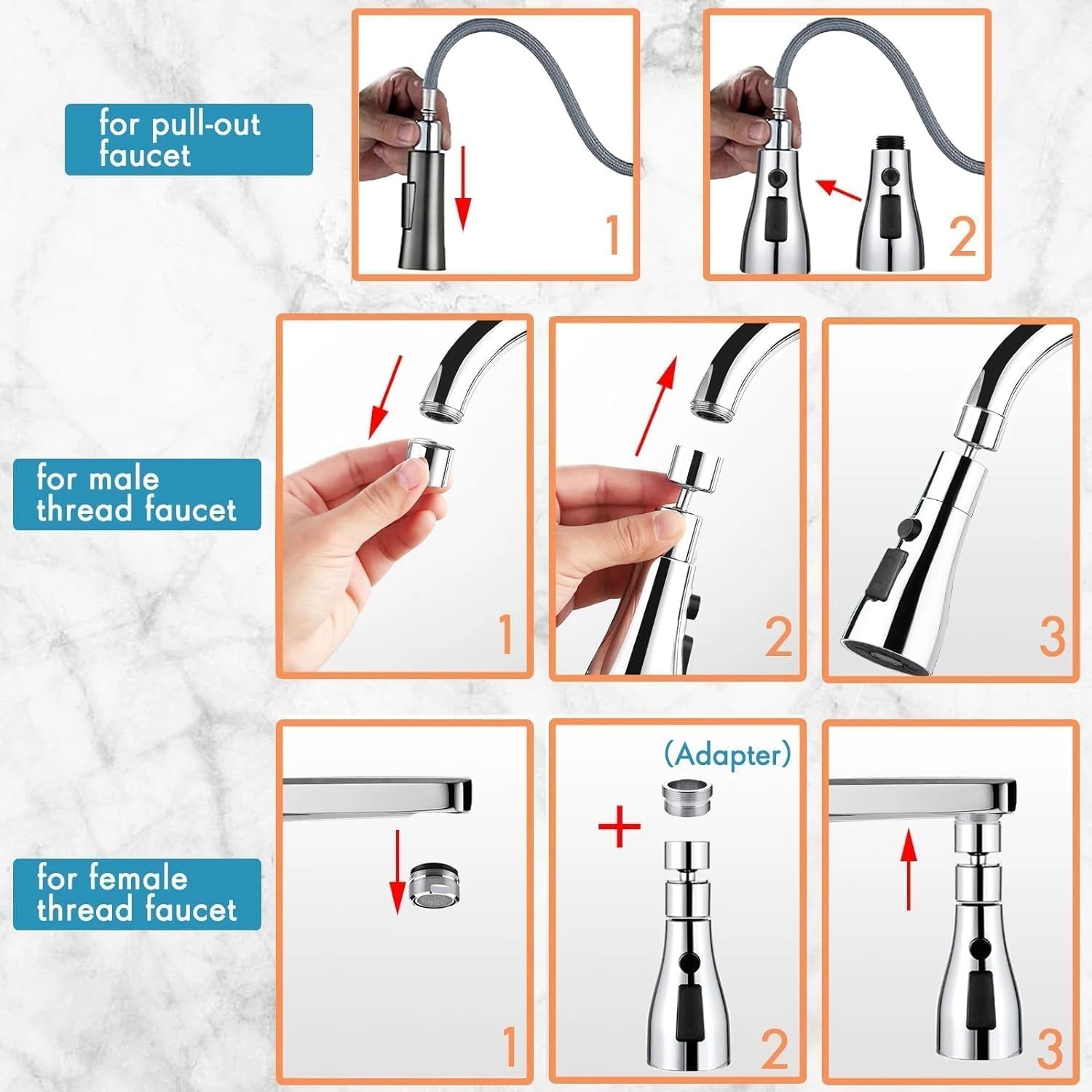 Flexible Tap Extension  Rotate, Rinse & Save Water  Easy Fit for Any Sink