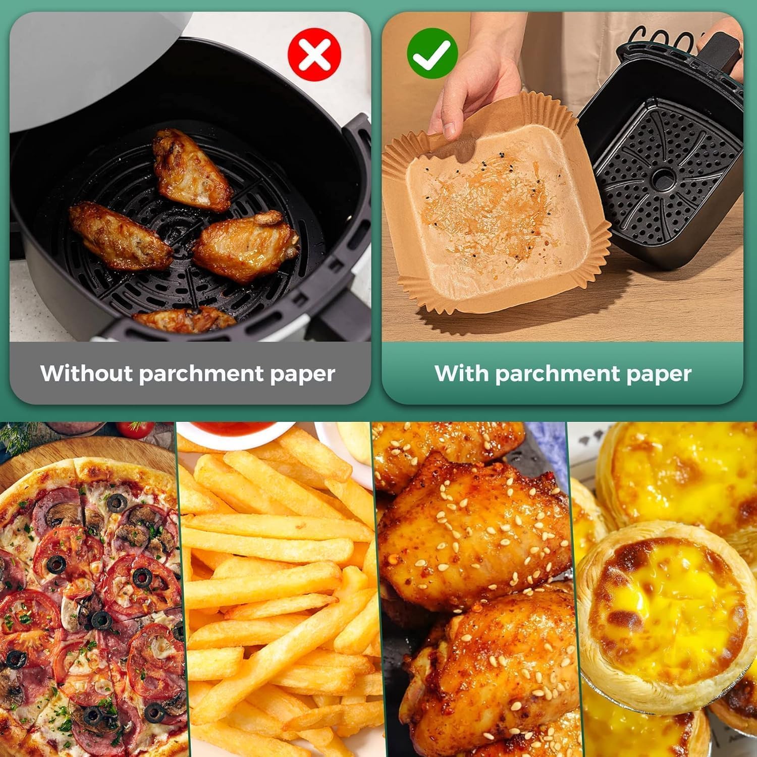 Air Fryer & Oven Paper Liners Food grade – Oil-Proof Disposable Parchment Sheets