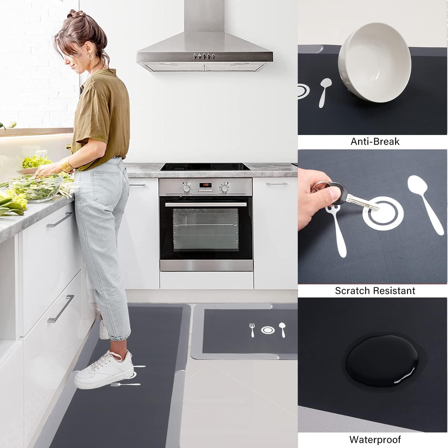 2-piece waterproof memory foam kitchen mat set  trs