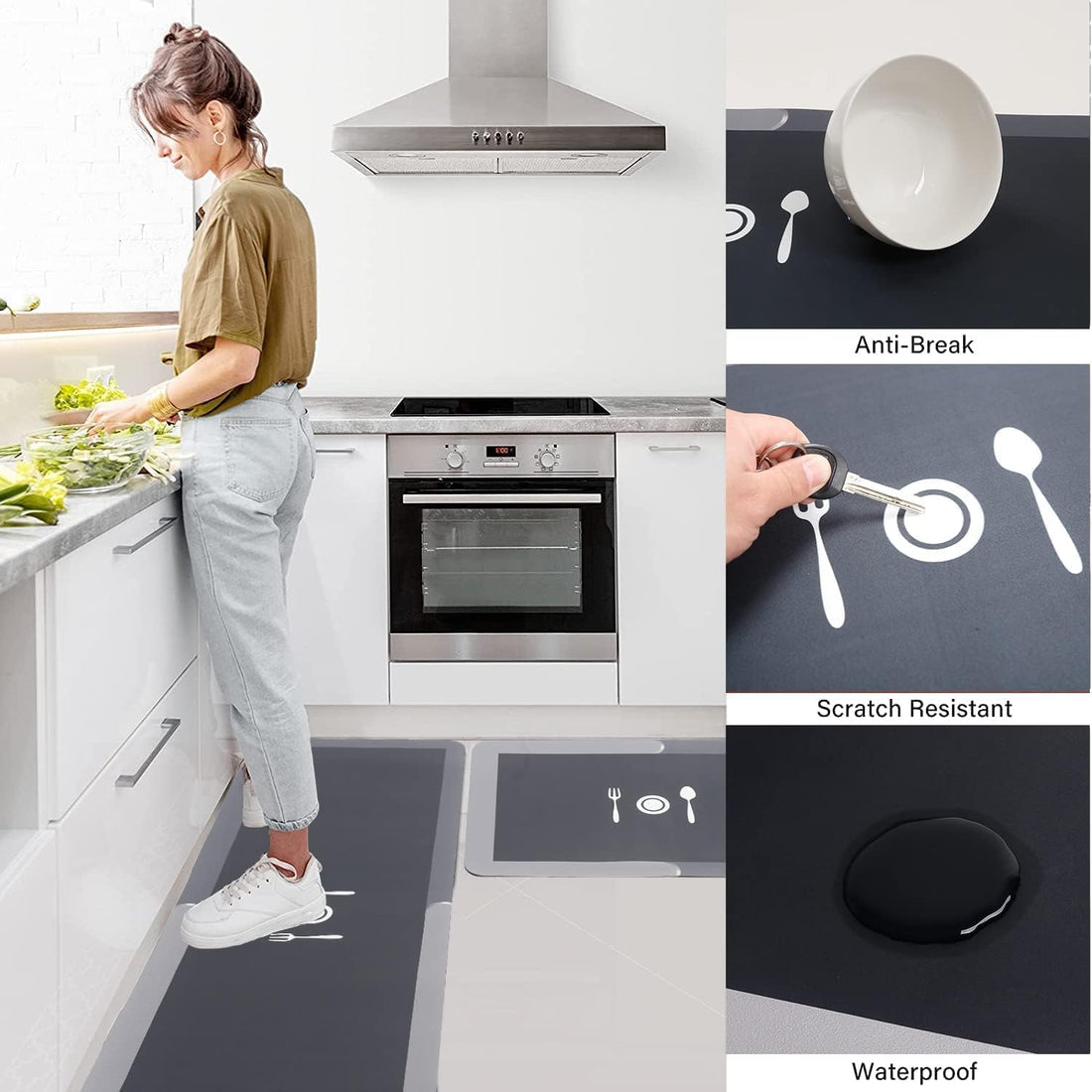 2-piece waterproof memory foam kitchen mat set  trs