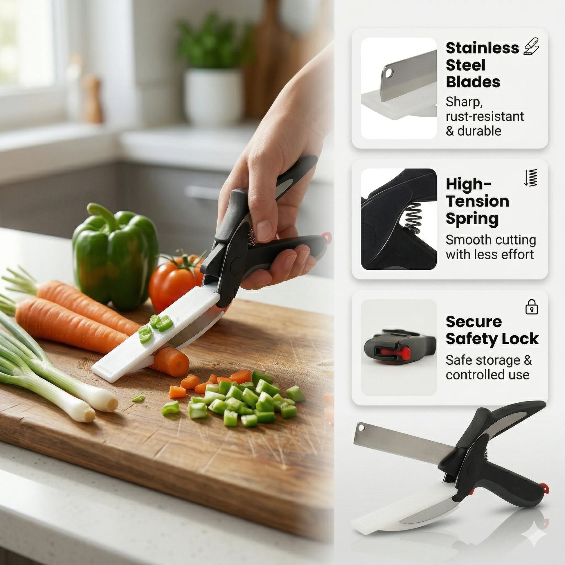 Stainless Chopper  Easy Pull Mechanism  Fast Effortless Chopping