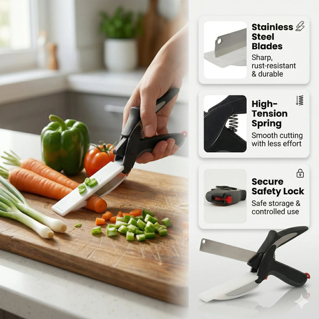 Stainless Chopper  Easy Pull Mechanism  Fast Effortless Chopping