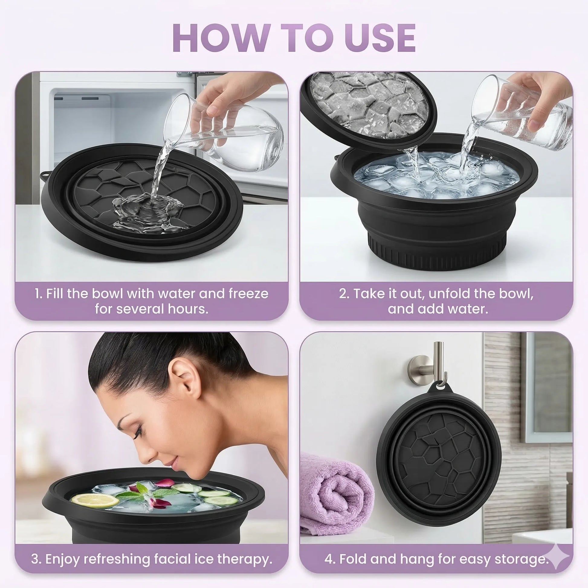Ice Facial Bowl  Built-In Tray  Smooth, Firm & Glow