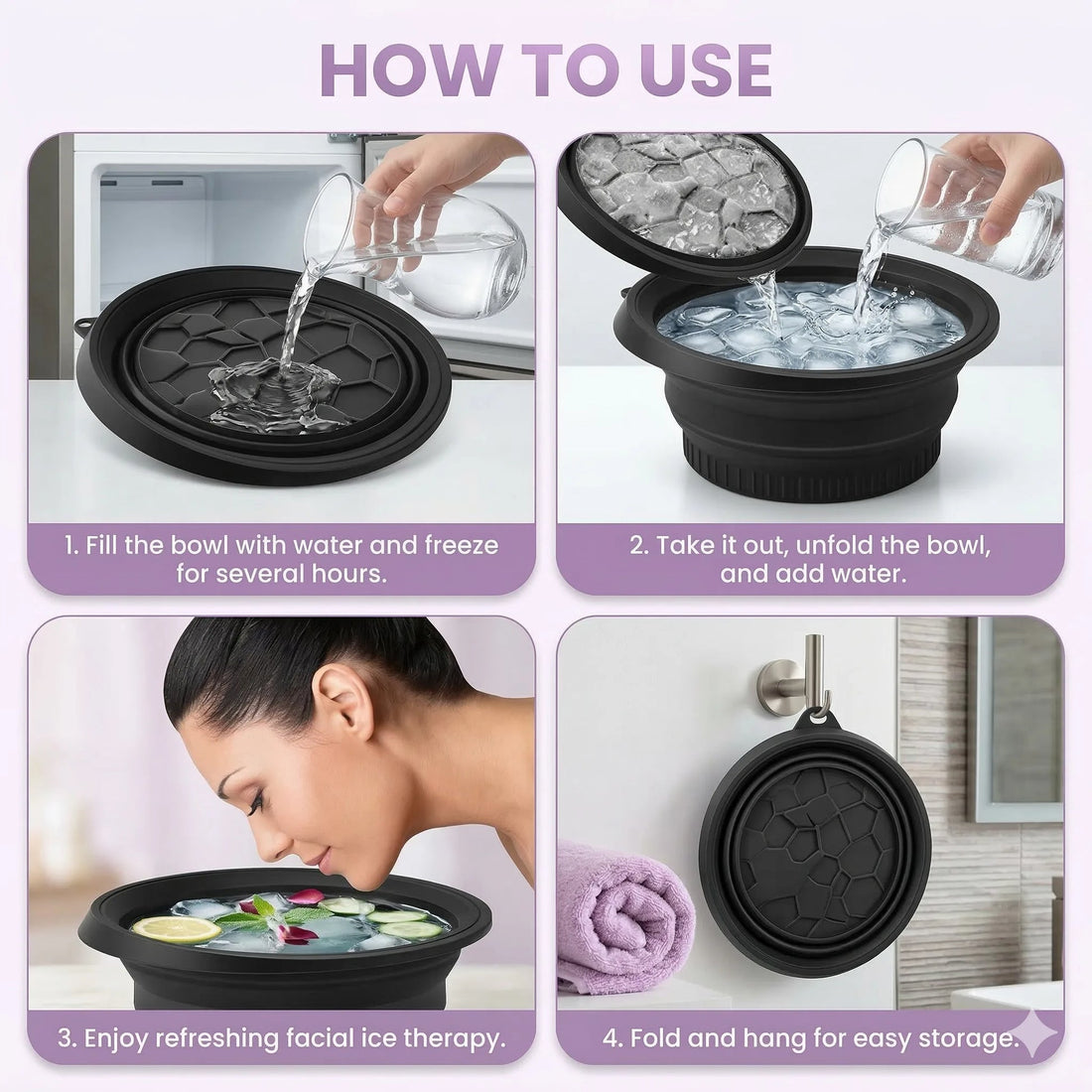 Ice Facial Bowl  Built-In Tray  Smooth, Firm & Glow