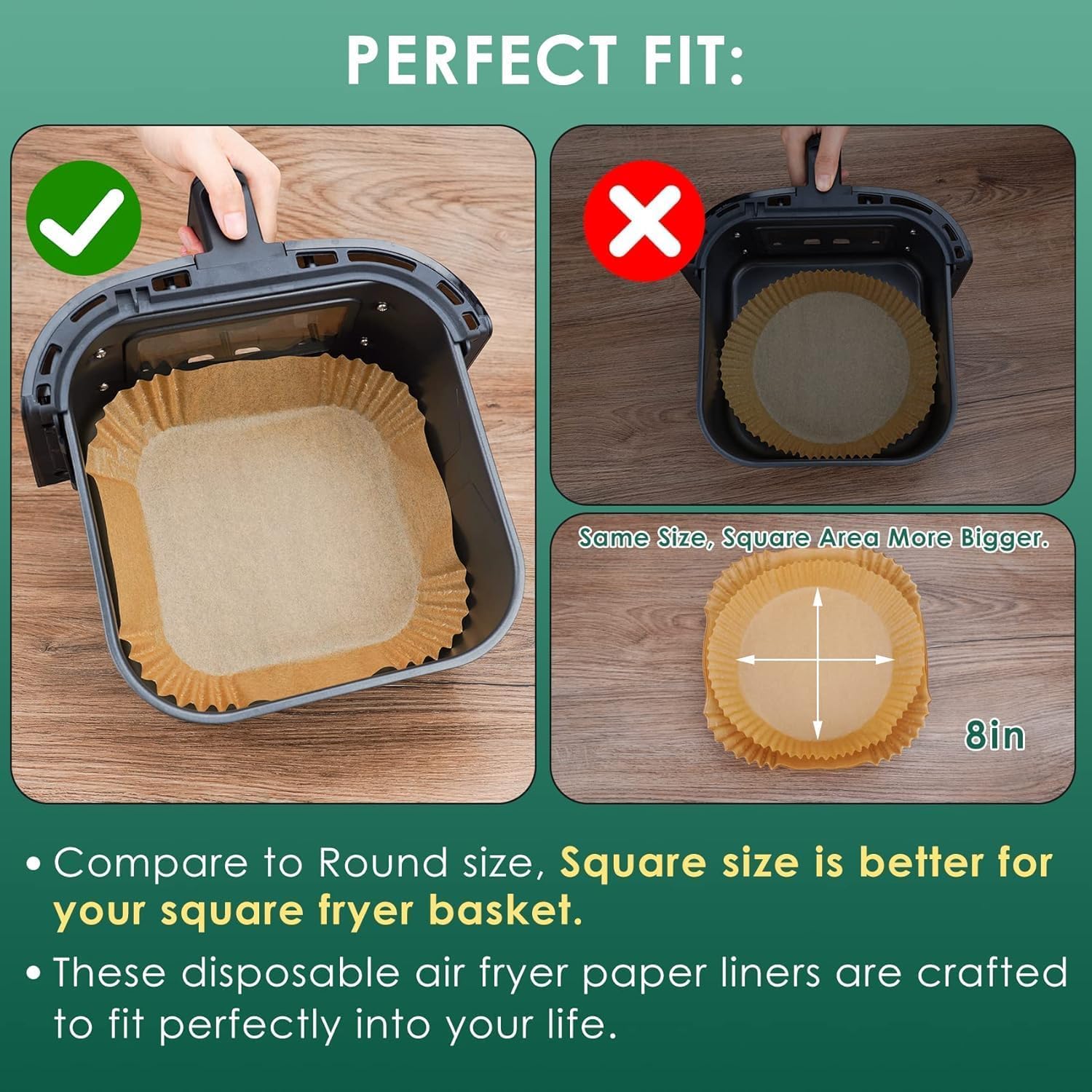 Air Fryer & Oven Paper Liners Food grade – Oil-Proof Disposable Parchment Sheets