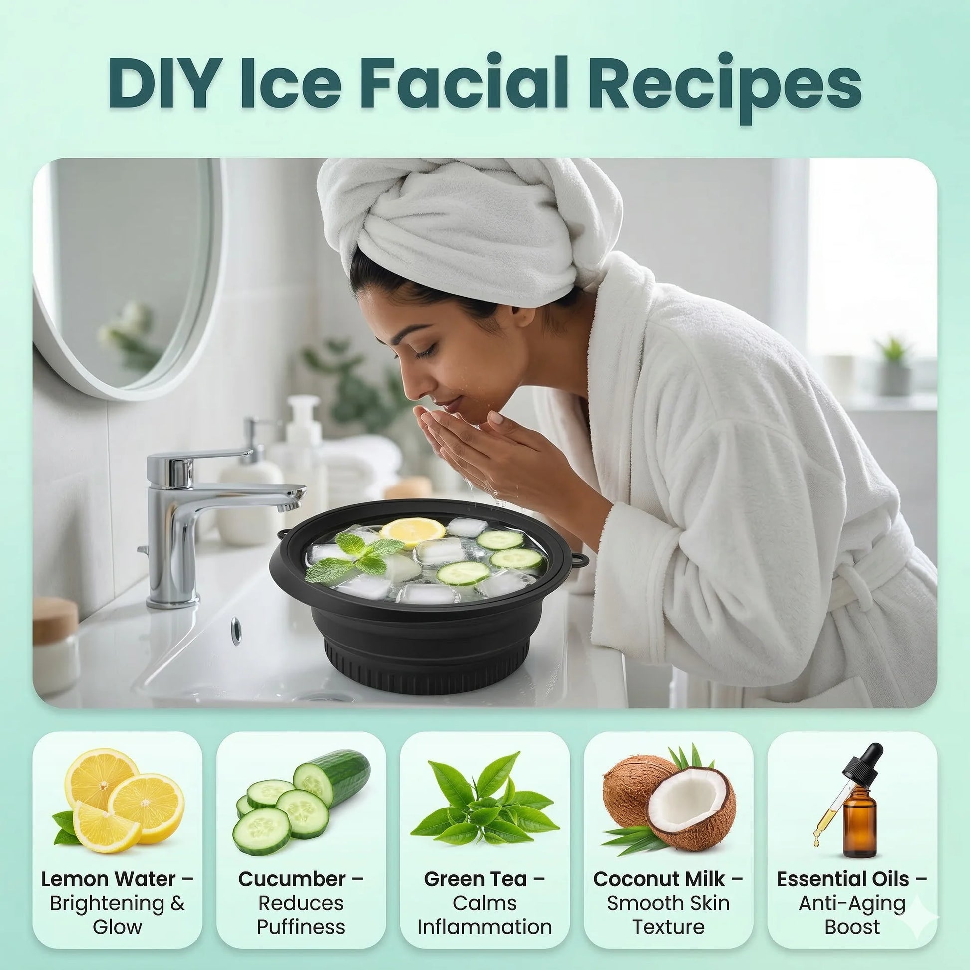 Ice Facial Bowl  Built-In Tray  Smooth, Firm & Glow